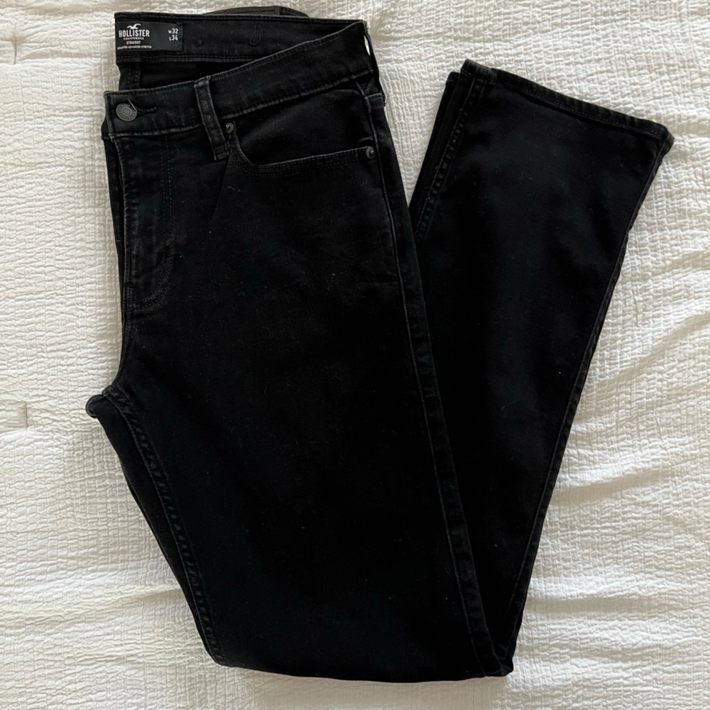 Hollister Mens Classic Black Straight Leg Jeans